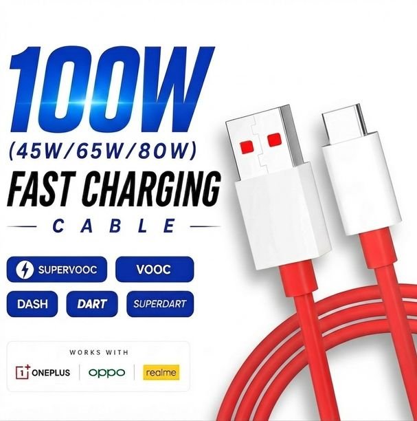 XORTIC USB Type C Cable 8 A 1 m Compatible For Oneplus, Samsung, Realme, IQOO, Redmi & Other Type&C Devices USB Type C VOOC/WARP/DASH/SUPERVOOC/SUPERDART CHARGER
