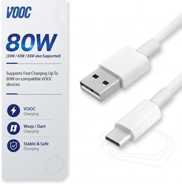 XORTIC USB Type C Cable 6.5 A 1 m OEM 65W/80W WARP/SUPERVOOC/DASH/DART/VOOC ULTRA FAST CHARGER